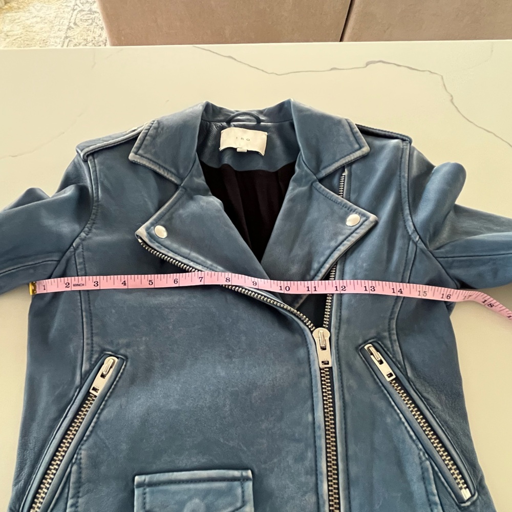 IRO Ashville Distressed Blue Leather Jacket France 36 / US 2 / XS - Picture 8 of 16